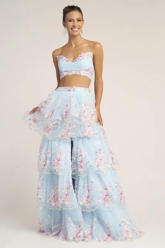 Portia & Scarlett Two Piece Ruffle Skirt Prom Gown PS26272 made by Terry costa