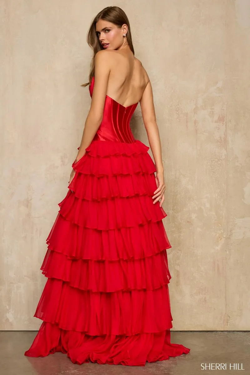 Sherri Hill Corset Chiffon Ruffle Prom Dress 57746 sold by Terry costa product image thumbnail 2