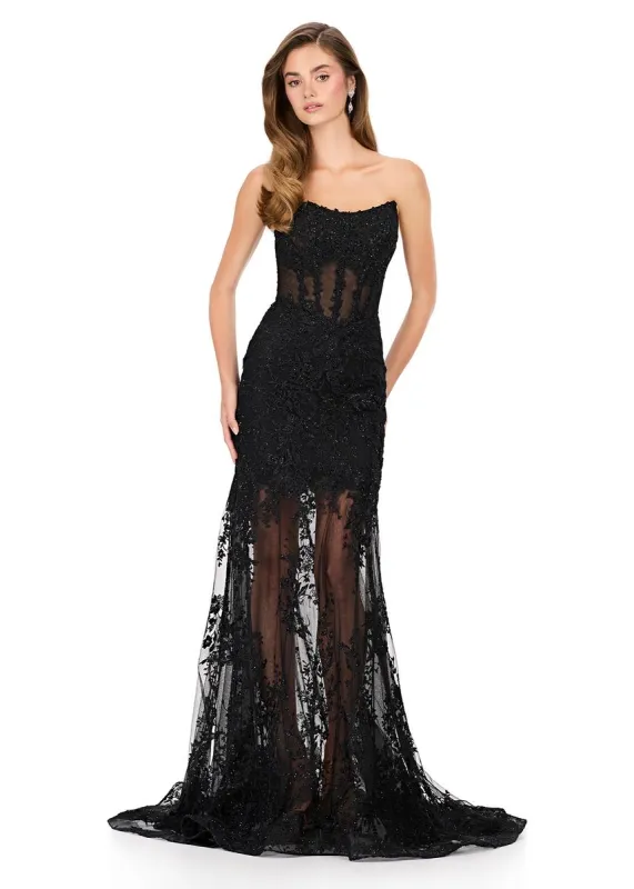 ASHLEYlauren Lace Illusion Skirt Prom Dress 12061 sold by Terry costa