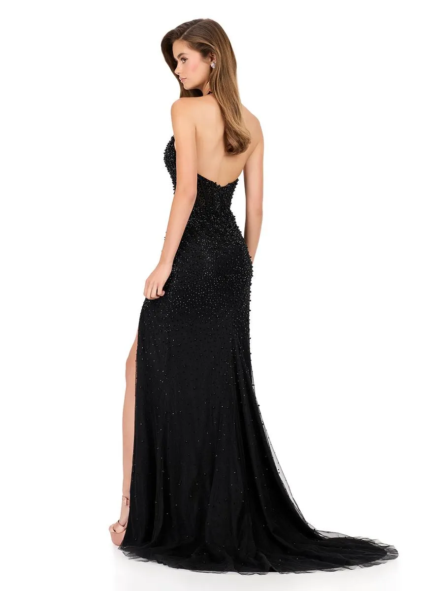 ASHLEYlauren Beaded Lace Halter Prom Dress 12177 sold by Terry costa product image thumbnail 4
