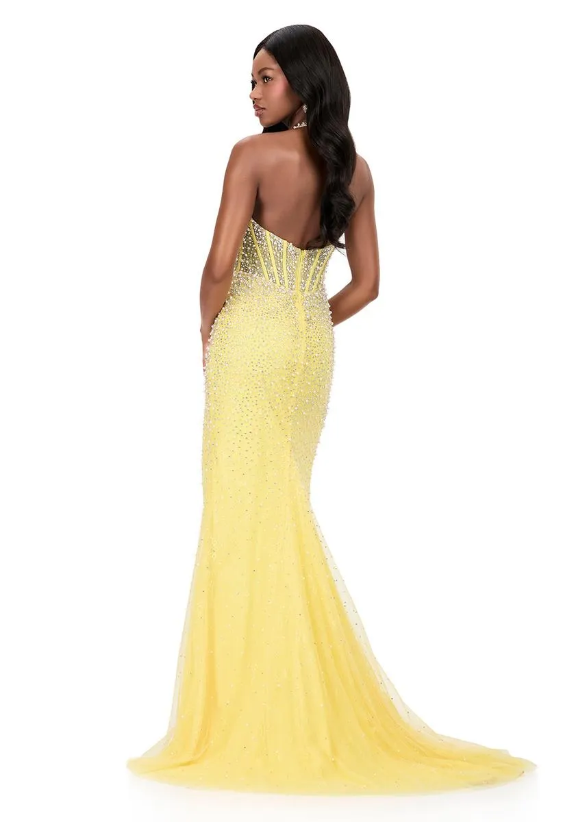 ASHLEYlauren Beaded Lace Halter Prom Dress 12177 sold by Terry costa product image thumbnail 2