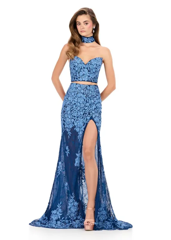 ASHLEYlauren Two Piece Lace Fitted Gown 12254 sold by Terry costa