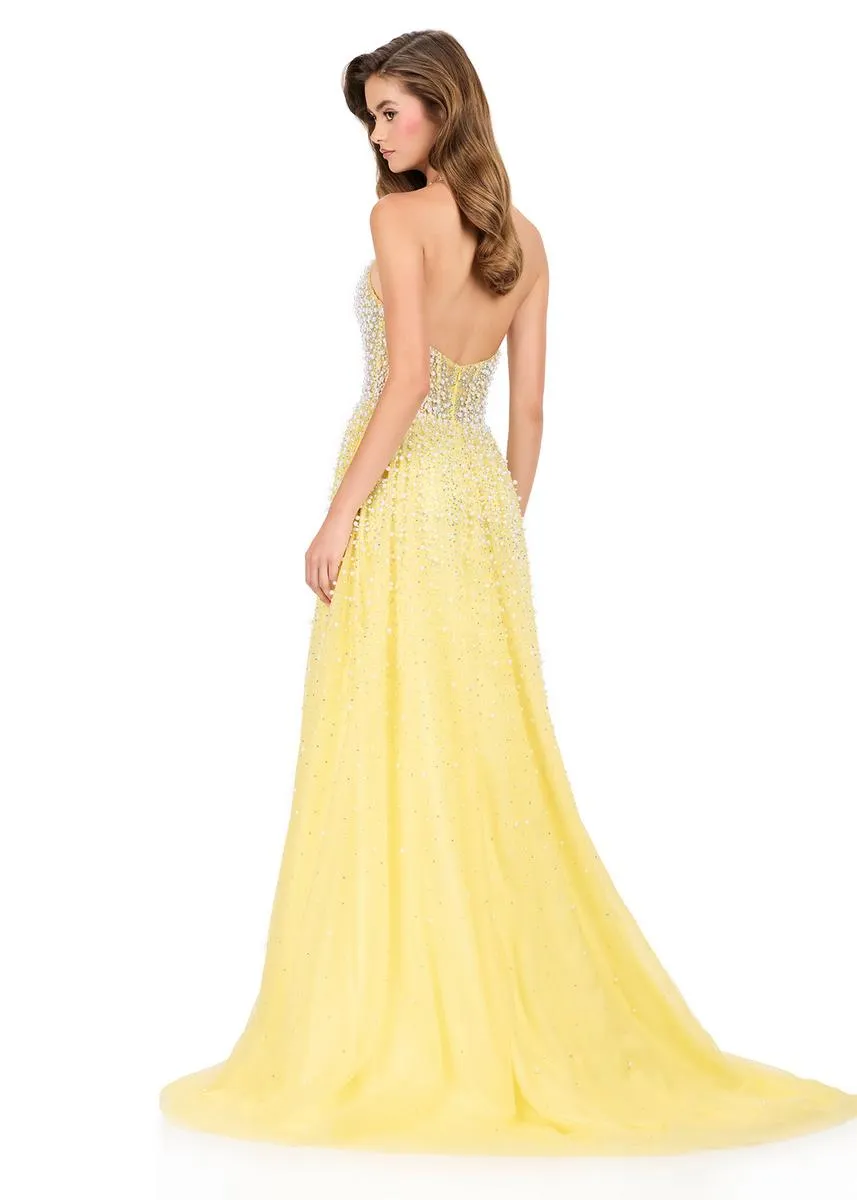 ASHLEYlauren Beaded Tulle Halter Prom Dress 12268 sold by Terry costa product image thumbnail 4