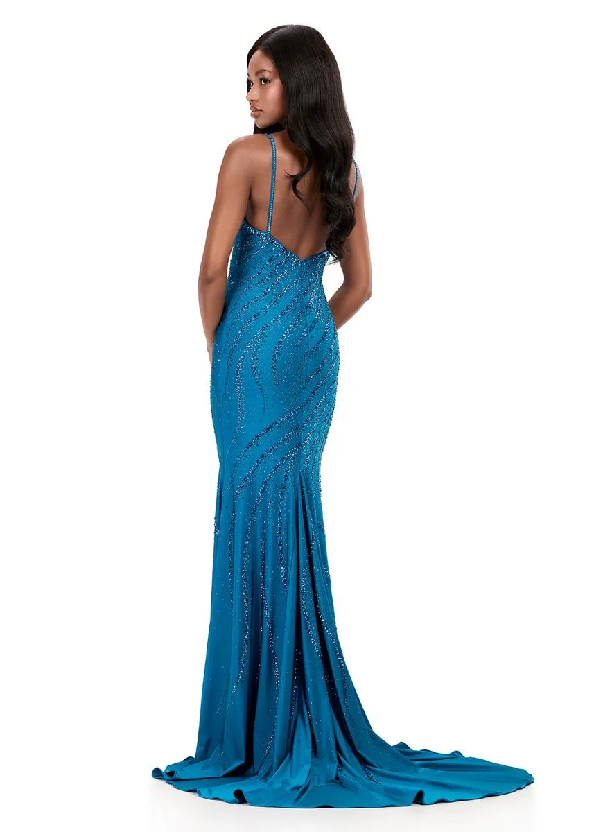 ASHLEYlauren Double Strap Jersey Prom Dress 12269 sold by Terry costa product image thumbnail 2