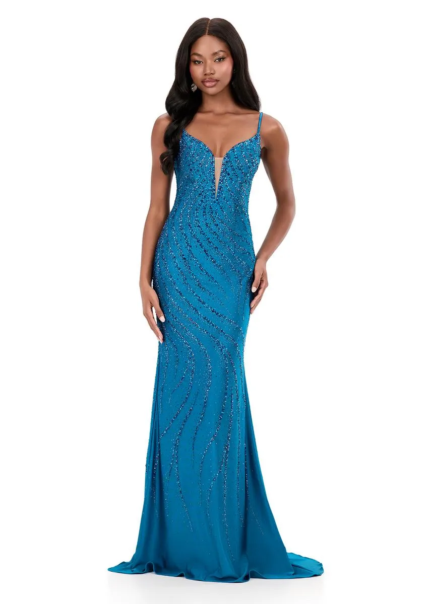 ASHLEYlauren Double Strap Jersey Prom Dress 12269 sold by Terry costa