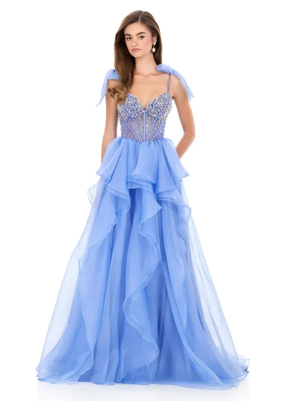 ASHLEYlauren Beaded Illusion Ruffle Prom Dress 12312 made by ASHLEYlauren