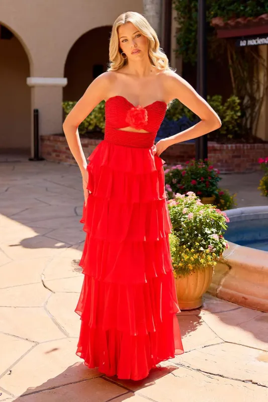 Primavera Couture A Line Ruffle Skirt Prom Dress 4563 made by Primavera Couture