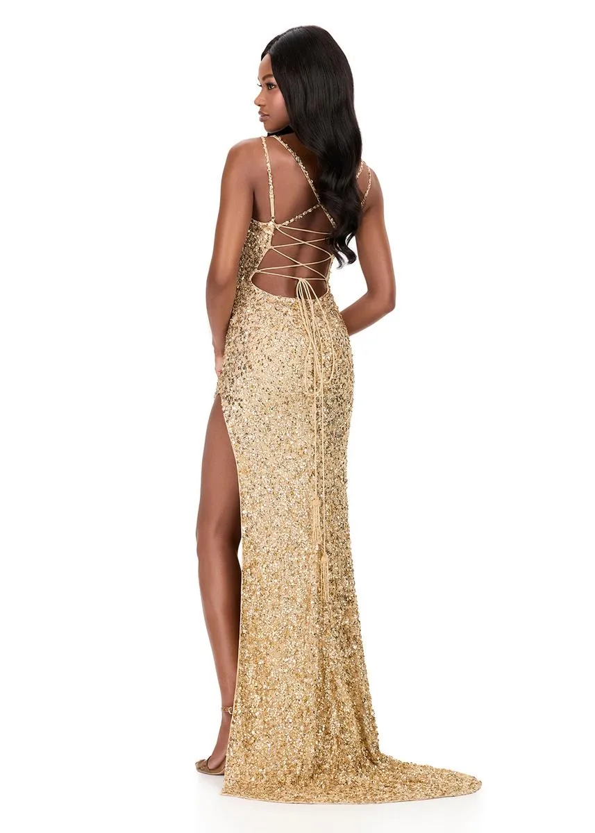 ASHLEYlauren Fitted Open Back Prom Dress 12217 sold by Terry costa product image thumbnail 4