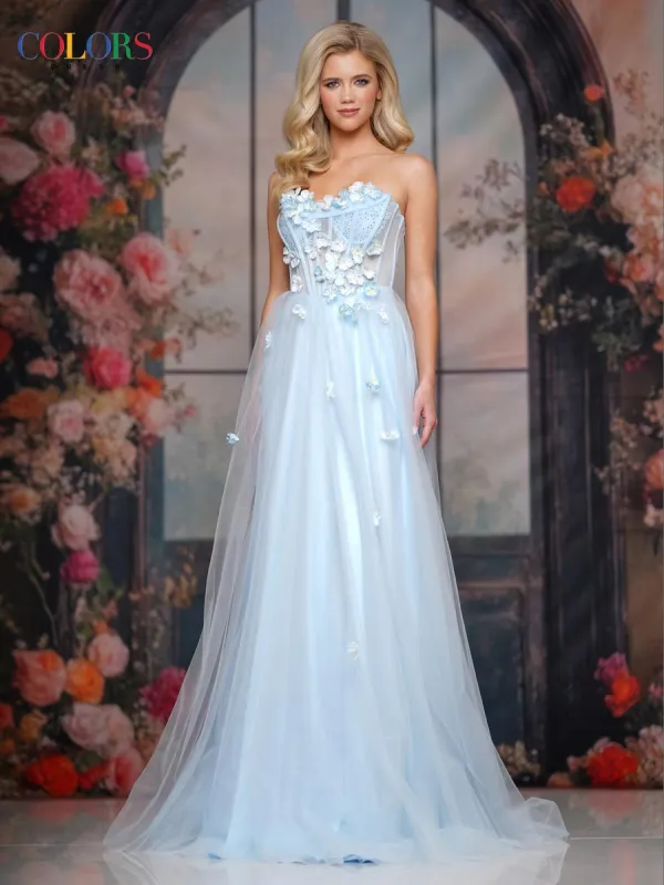 Colors Dress Strapless A-Line Tulle Prom Dress 3801 made by Terry costa