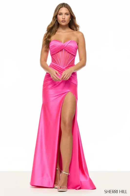 Sherri Hill Satin Illusion Corset Prom Dress 57655 sold by Terry costa