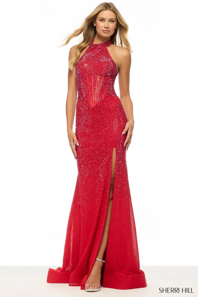 Sherri Hill High Neck Hot Stone Prom Dress 57711 sold by Terry costa product image thumbnail 3