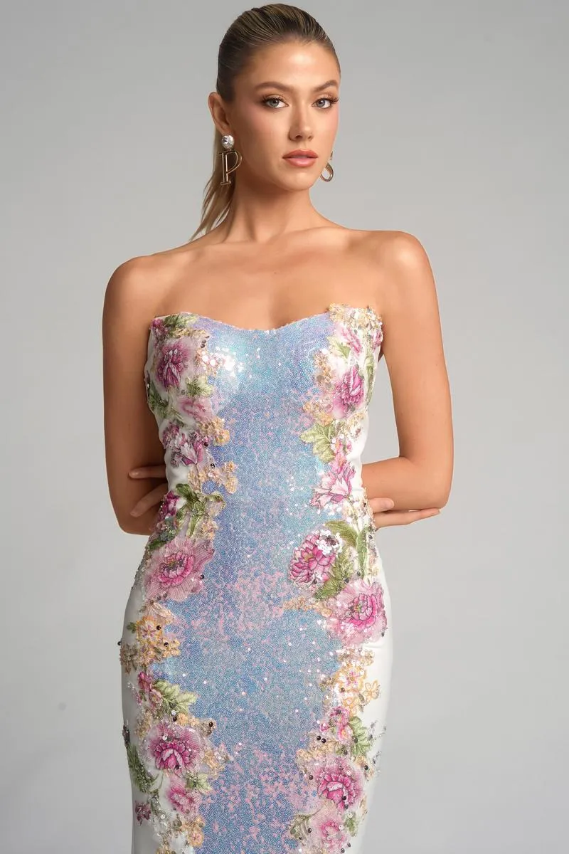 Portia and Scarlett Floral Sequin Prom Dress PS26286 sold by Terry costa product image thumbnail 3