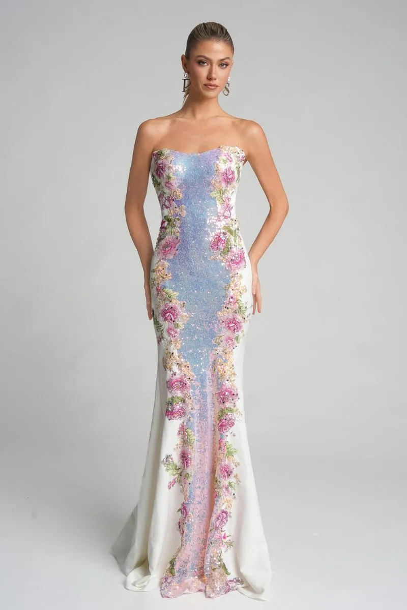 Portia and Scarlett Floral Sequin Prom Dress PS26286 sold by Terry costa