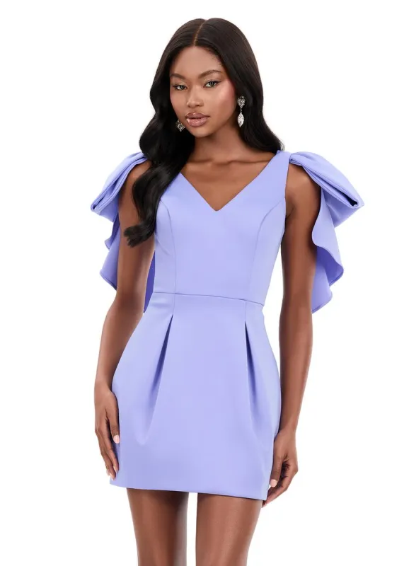 ASHLEYlauren Short Bow Sleeve Cocktail Dress 4945 sold by Terry costa