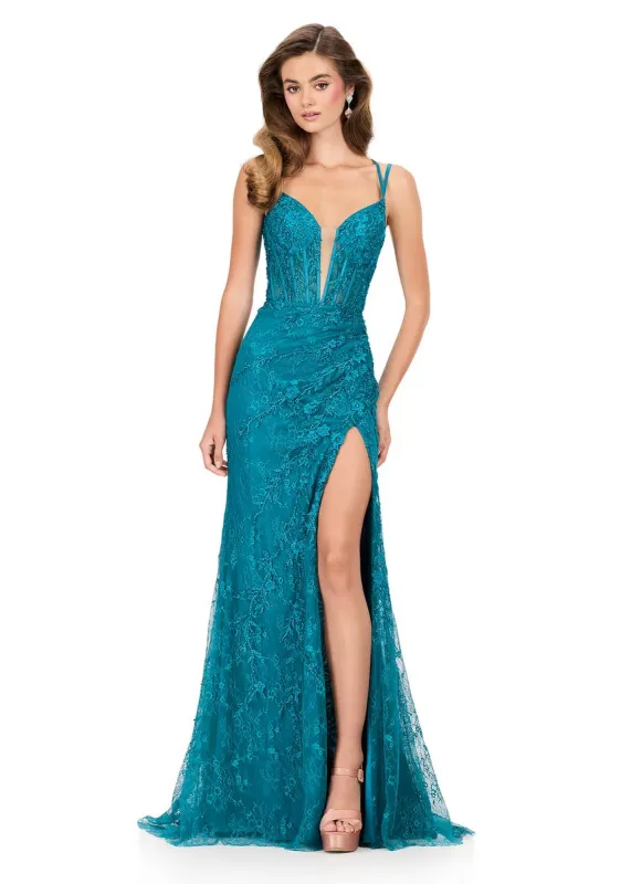 ASHLEYlauren Lace Corset Prom Dress 12189 made by ASHLEYlauren