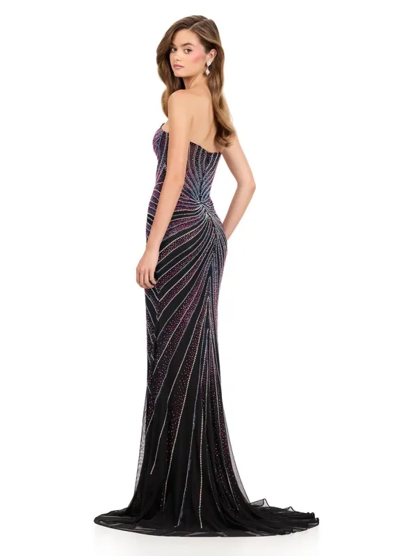 ASHLEYlauren Strapless Swirl Heatstone Prom Dress 12252 sold by Terry costa