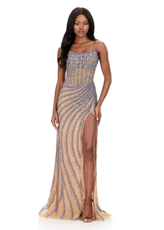 ASHLEYlauren Beaded Strapless Prom Dress 12328 made by ASHLEYlauren