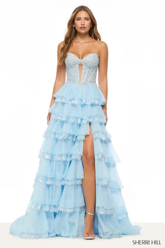 Sherri Hill Tiered Ruffle Lace Corset Prom Dress 57885 made by Sherri Hill