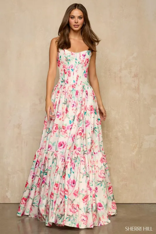 Sherri Hill Strapless A-Line Floral Prom Dress 57948 made by Terry costa