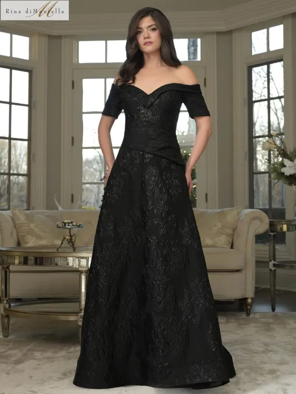 Rina di Montella A-Line Jacquard Evening Dress RD3359 made by Terry costa