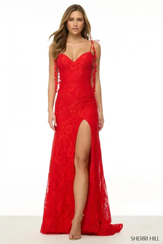 Sherri Hill Lace V-Neck Long Prom Dress 57149 made by Sherri Hill