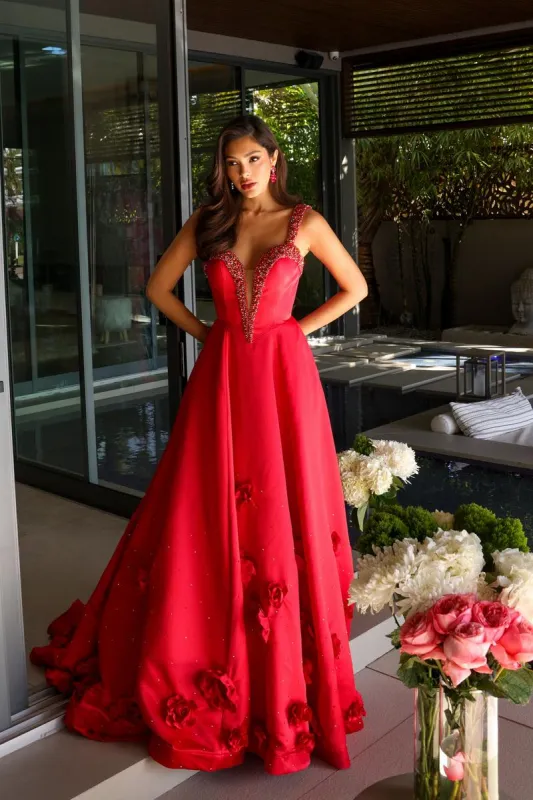 Ava Presley 3D Flower Applique Ballgown Prom Dress 29536 made by Terry costa