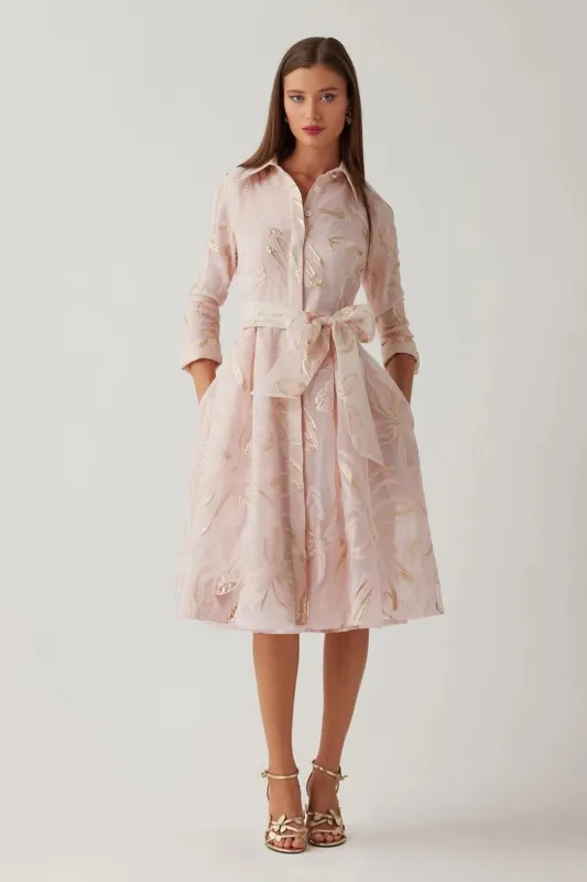 Teri Jon Metallic Organza Jacquard Shirt Dress 266263 made by Teri Jon