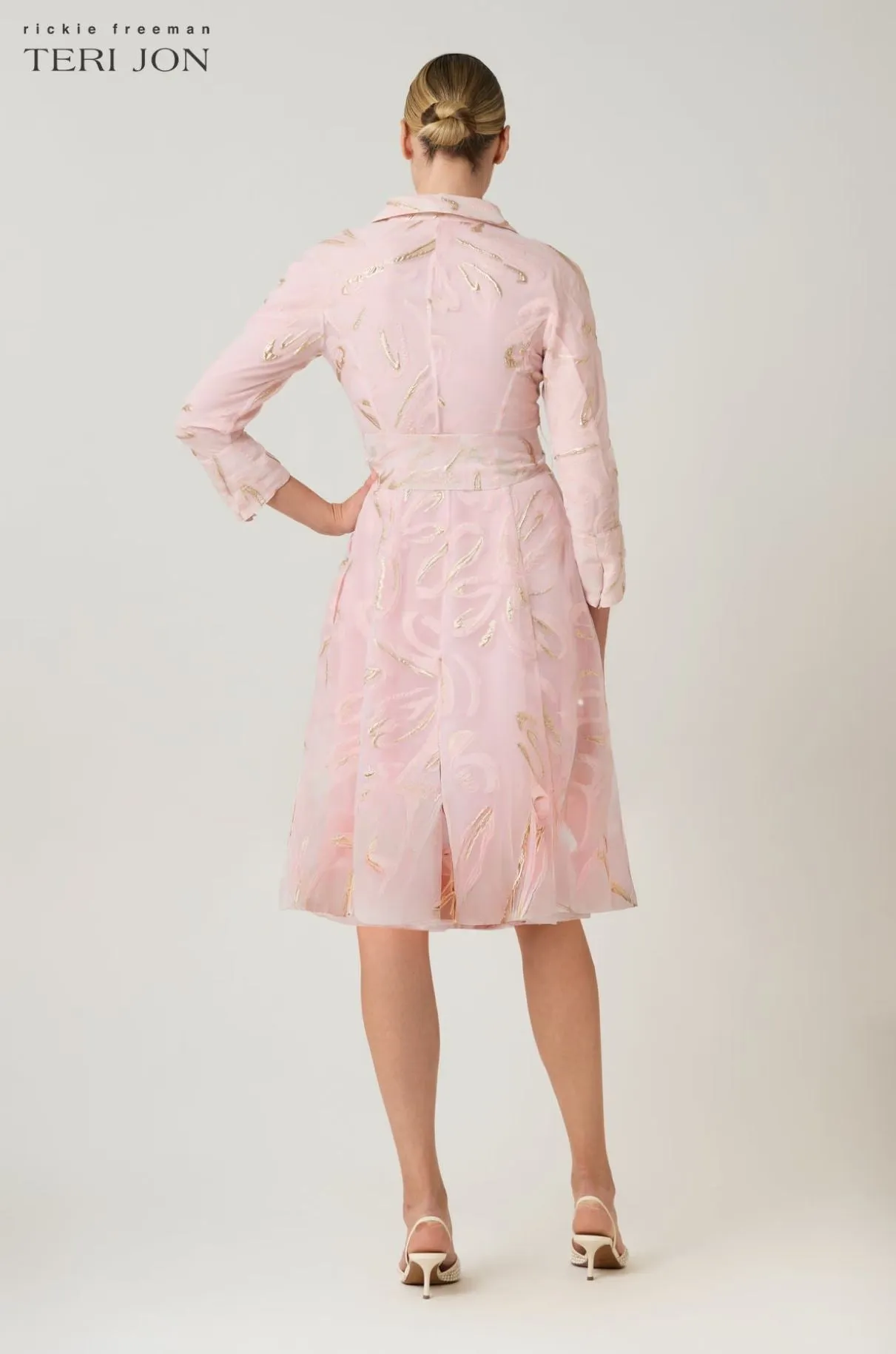 Teri Jon Metallic Organza Jacquard Shirt Dress 266263 sold by Terry costa product image thumbnail 2