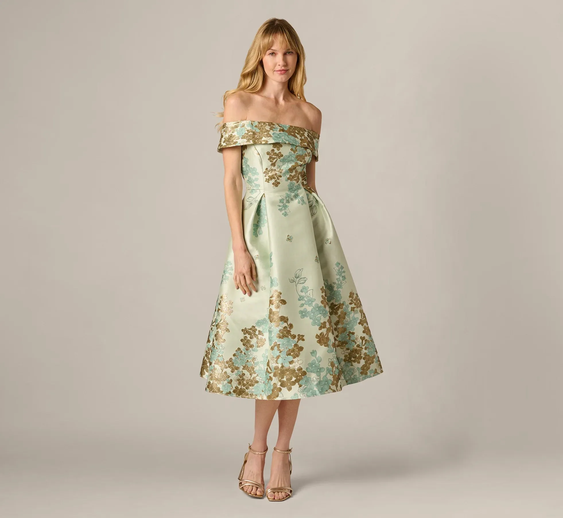 Adrianna Papell Floral Jacquard Dress AP1E211223 sold by Terry costa product image thumbnail 2