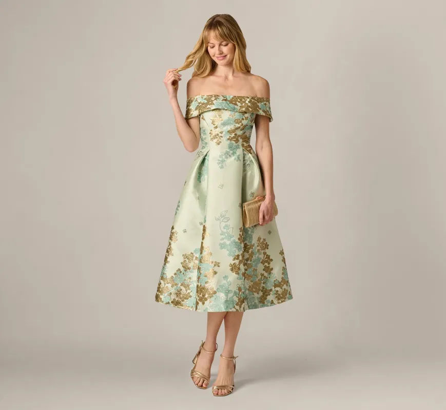 Adrianna Papell Floral Jacquard Dress AP1E211223 made by Adrianna Papell