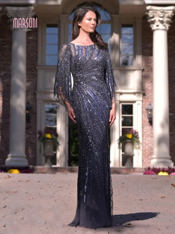 Marsoni by Colors Dress Cape Sleeves Long Dress MV1344 made by Terry costa