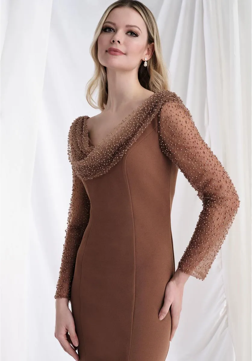 MLNY Cowl Neck Long Sleeve Evening Dress 73156 sold by Terry costa product image thumbnail 5