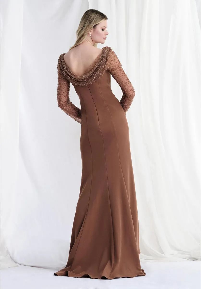MLNY Cowl Neck Long Sleeve Evening Dress 73156 sold by Terry costa product image thumbnail 2