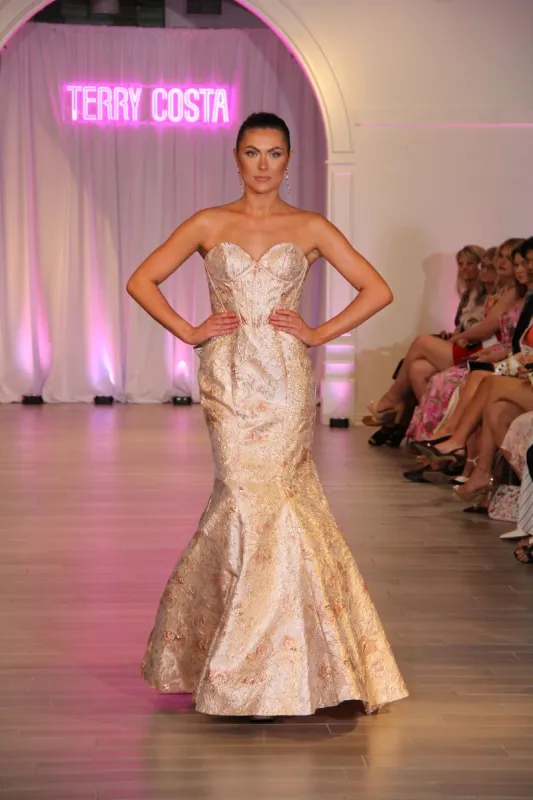 Terry Costa Exclusive Strapless Brocade Dress 20275 made by Terry costa