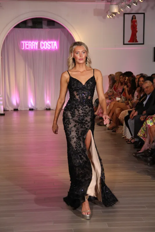 Terry Costa Exclusive 3D Floral Fitted Dress 19901A made by Terry costa