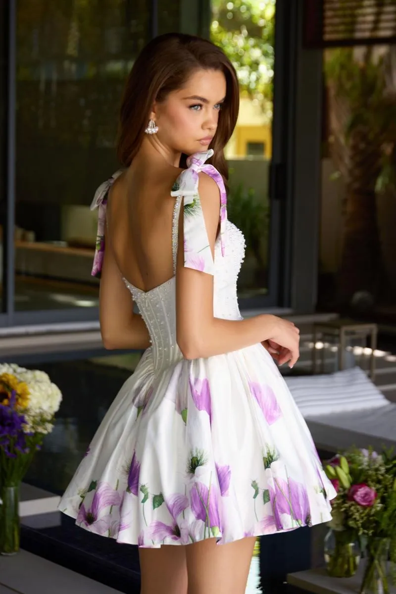 Ava Presley Shoulder Tie Pearl Floral Homecoming Dress 42432 sold by Terry costa product image thumbnail 5