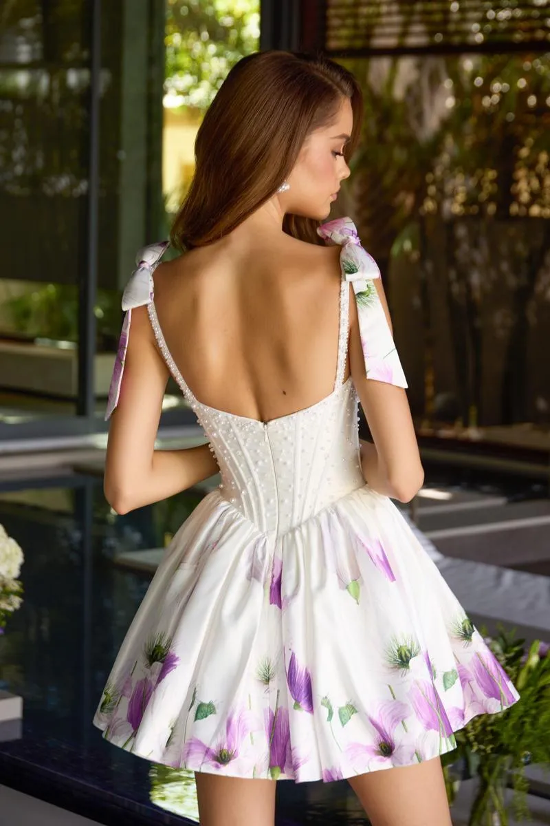 Ava Presley Shoulder Tie Pearl Floral Homecoming Dress 42432 sold by Terry costa product image thumbnail 2