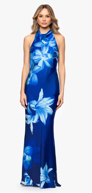 Betsy and Adam Long Halter Neck Dress A27897 sold by Terry costa product image thumbnail 4