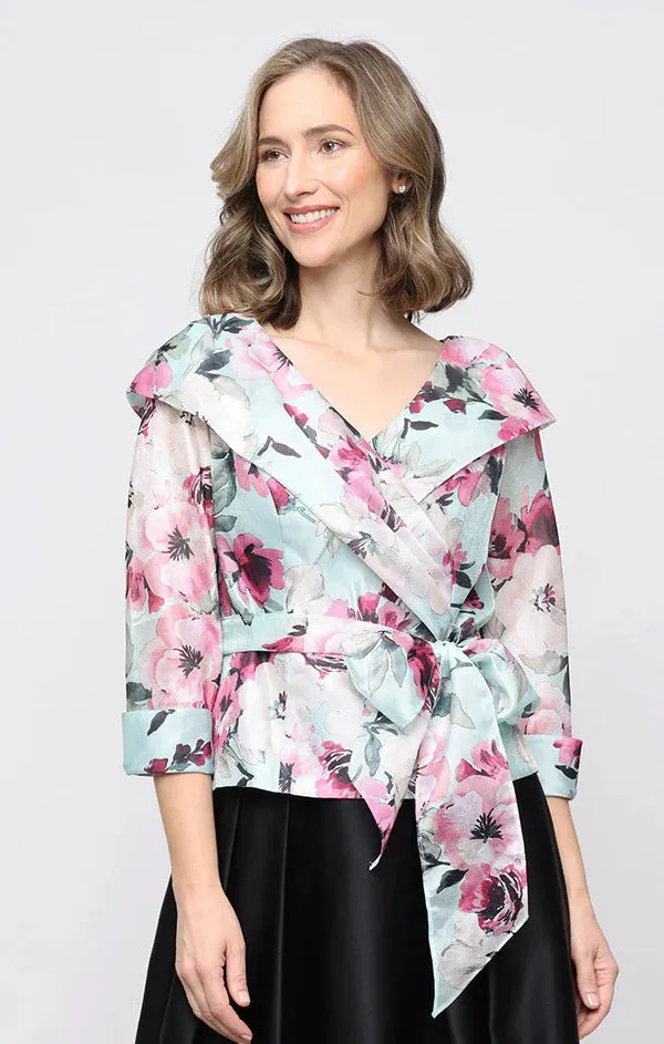 Alex Evenings 3/4 Sleeve Printed Collar Blouse 8392032 sold by Terry costa