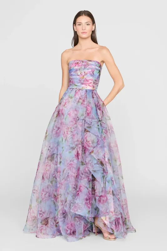 Theia Strapless Floral "Fahreta" Dress 88116064 made by Theia