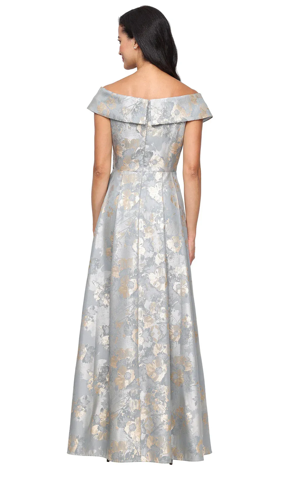 Alex Evening Off the Shoulder Jacquard Evening Dress 8181249 sold by Terry costa product image thumbnail 2