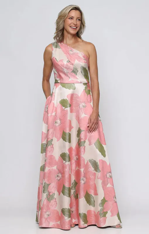 Alex Evening One Shoulder Floral Long Evening Dress 8181287 made by Alex Evenings