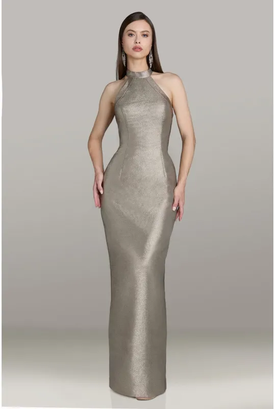 Feriani High Neck Fitted Long Evening Dress 12564 made by Terry costa