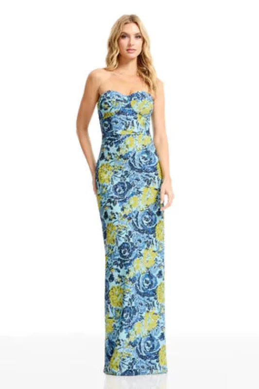 Dress The Population Floral Sequin Long Evening Dress DDR450 made by Terry costa