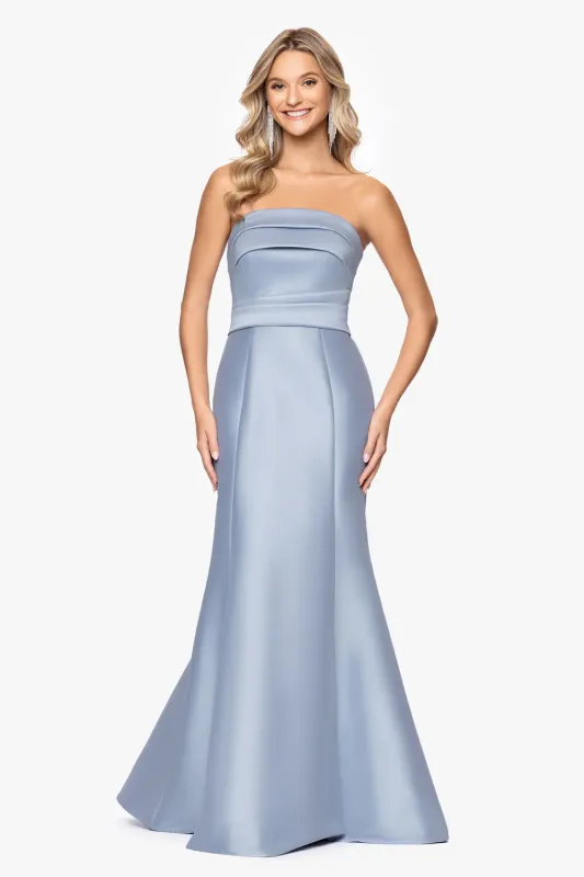Betsy & Adam Fitted Strapless Long Evening Dress A27723 made by Terry costa