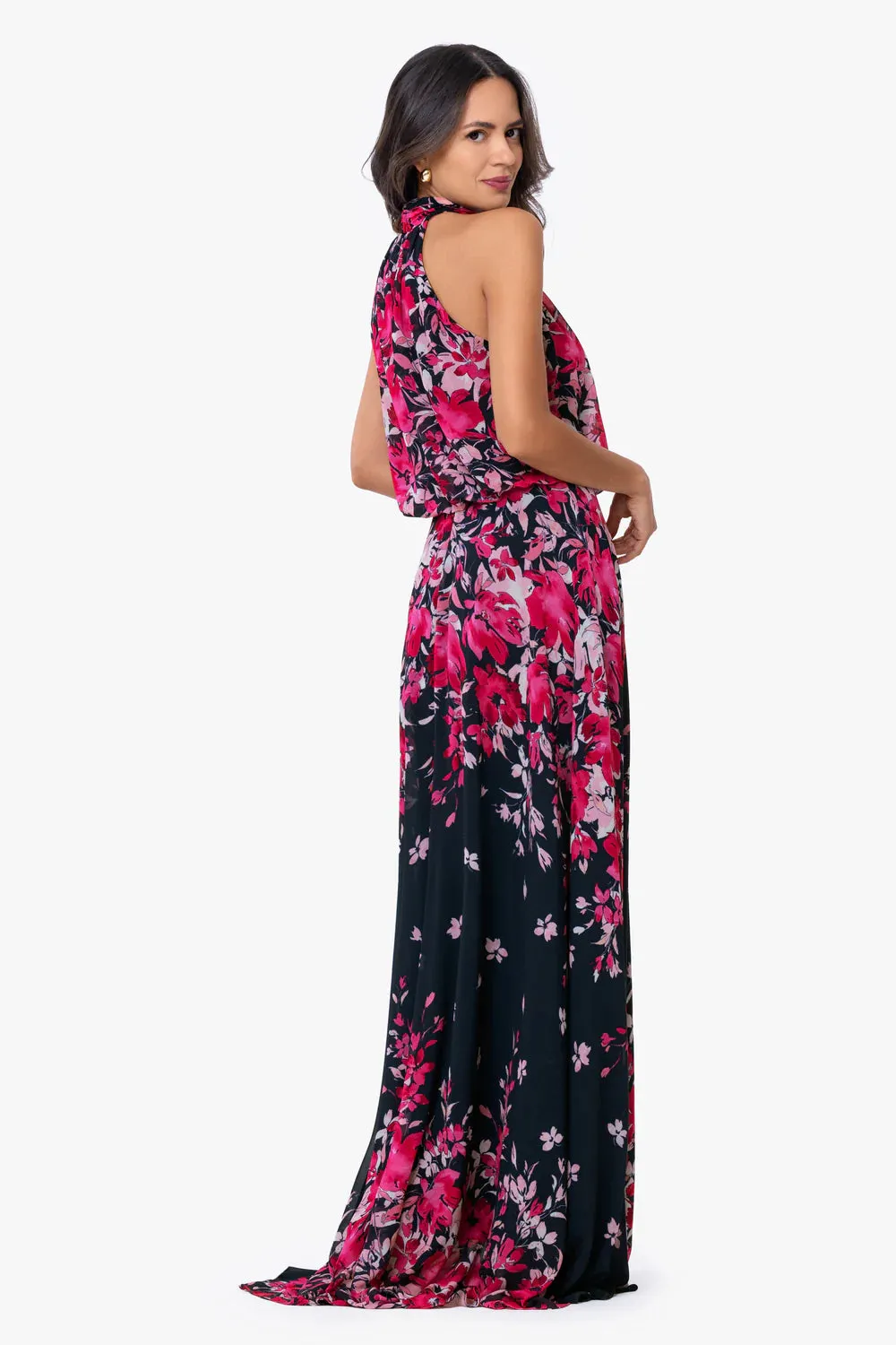 Betsy & Adam Chiffon Floral Print Long Evening Dress A28009 sold by Terry costa product image thumbnail 2