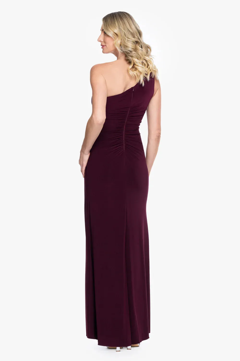Betsy & Adam One Shoulder Long Evening Dress A28219 sold by Terry costa product image thumbnail 2