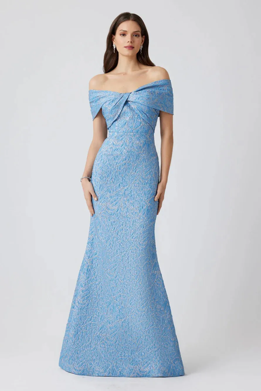 Teri Jon Off the Shoulder Long Evening Dress 259087 sold by Terry costa