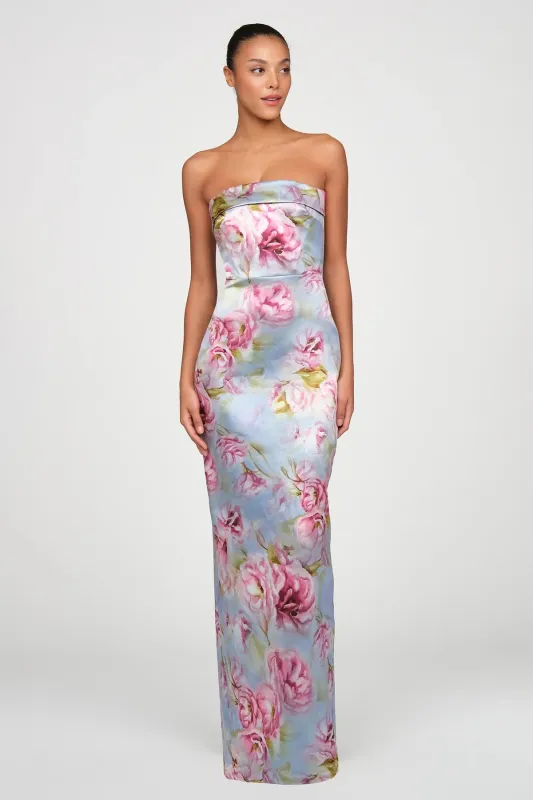 Theia Couture Floral Print Long Evening Dress 88116061 made by Theia