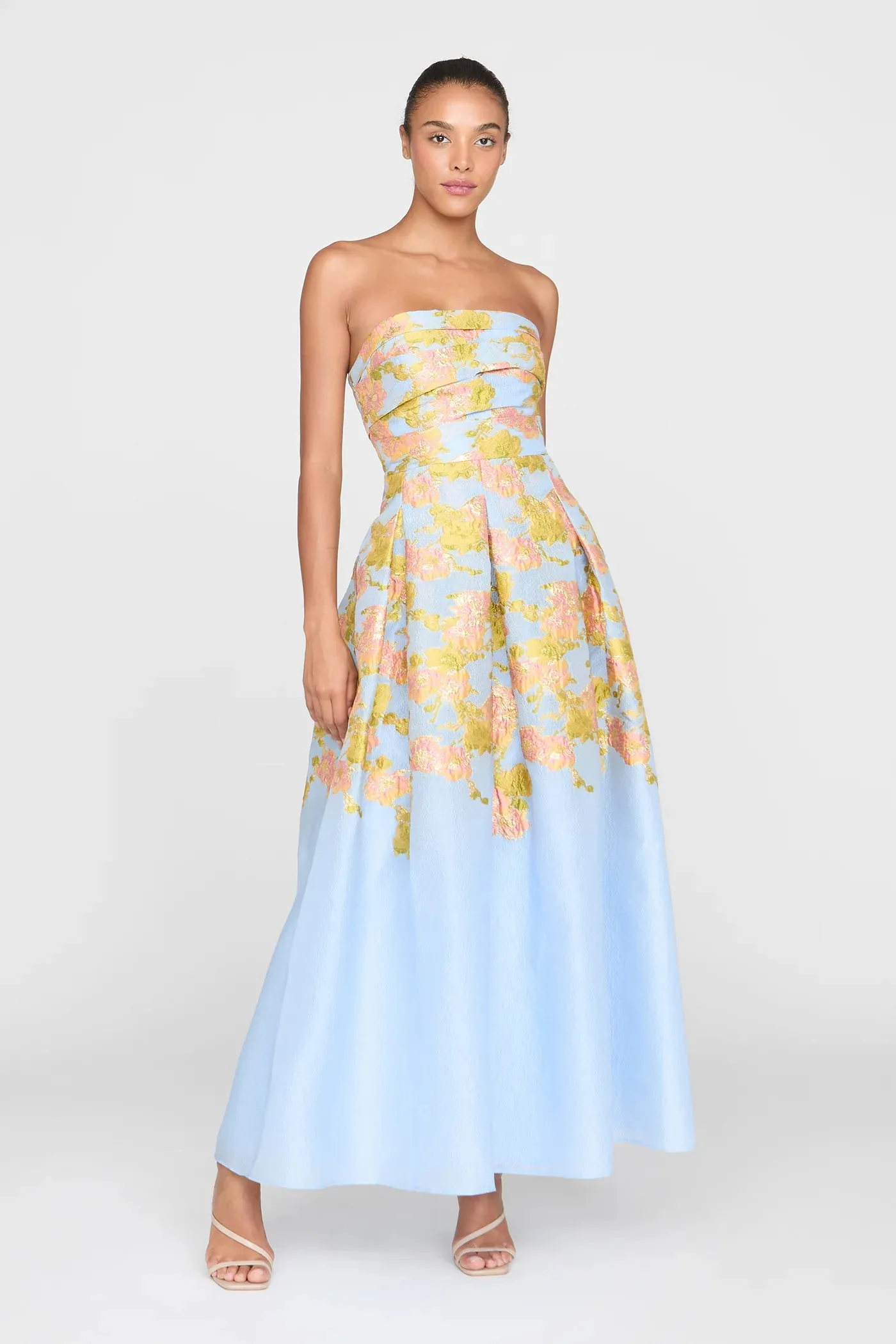 Theia Couture Strapless Floral Jacquard Dress 88115763 sold by Terry costa